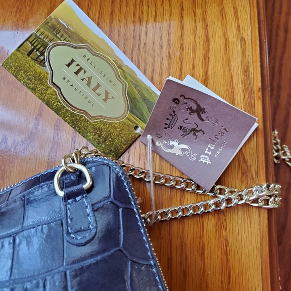 Pratesi Womens Italian Leather Volterra King Croco Crossbody Clutchbag DarkGray - Picture 13 of 13